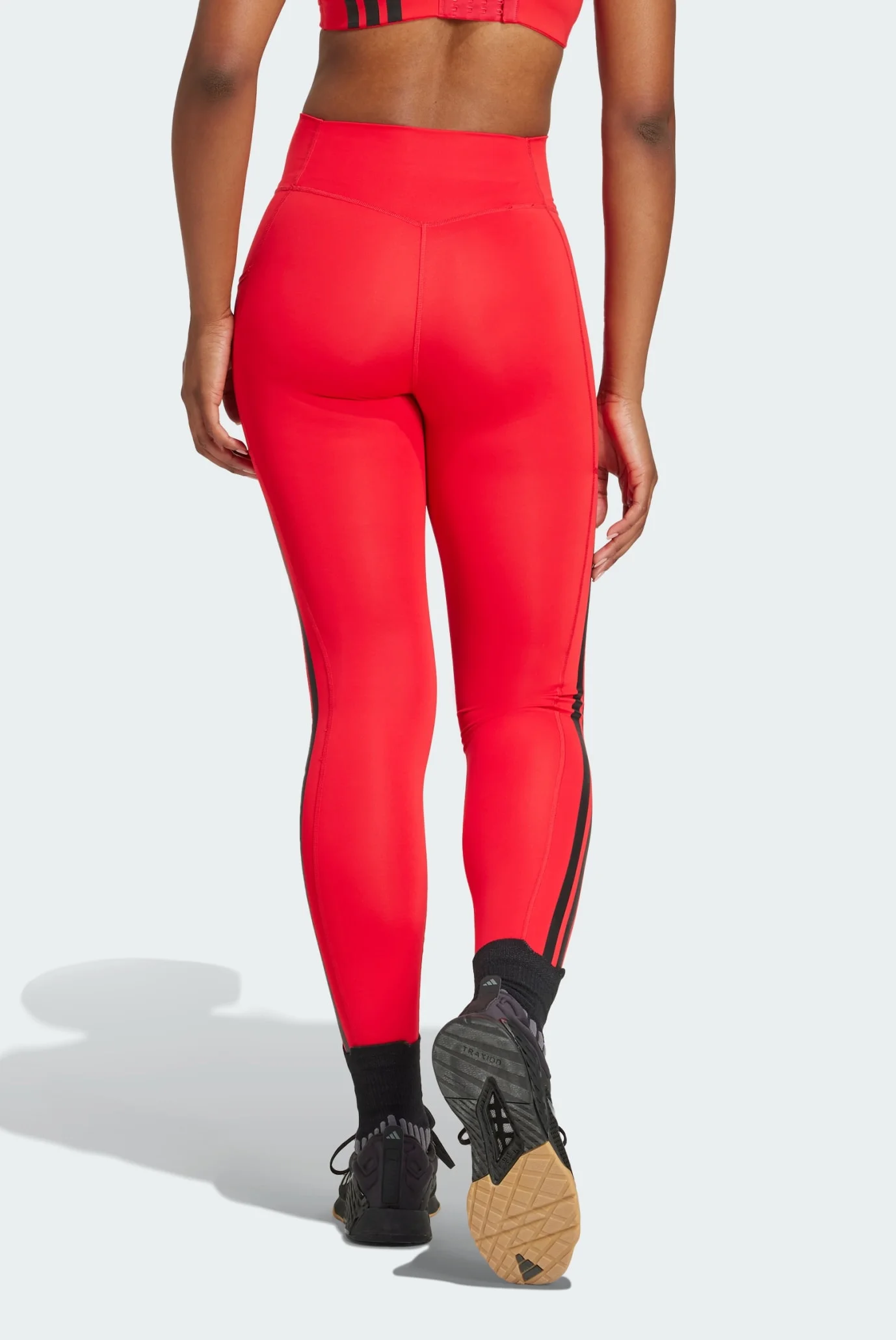 Женские красные тайтсы Optime 3-Stripes Full-Length adidas JP2481