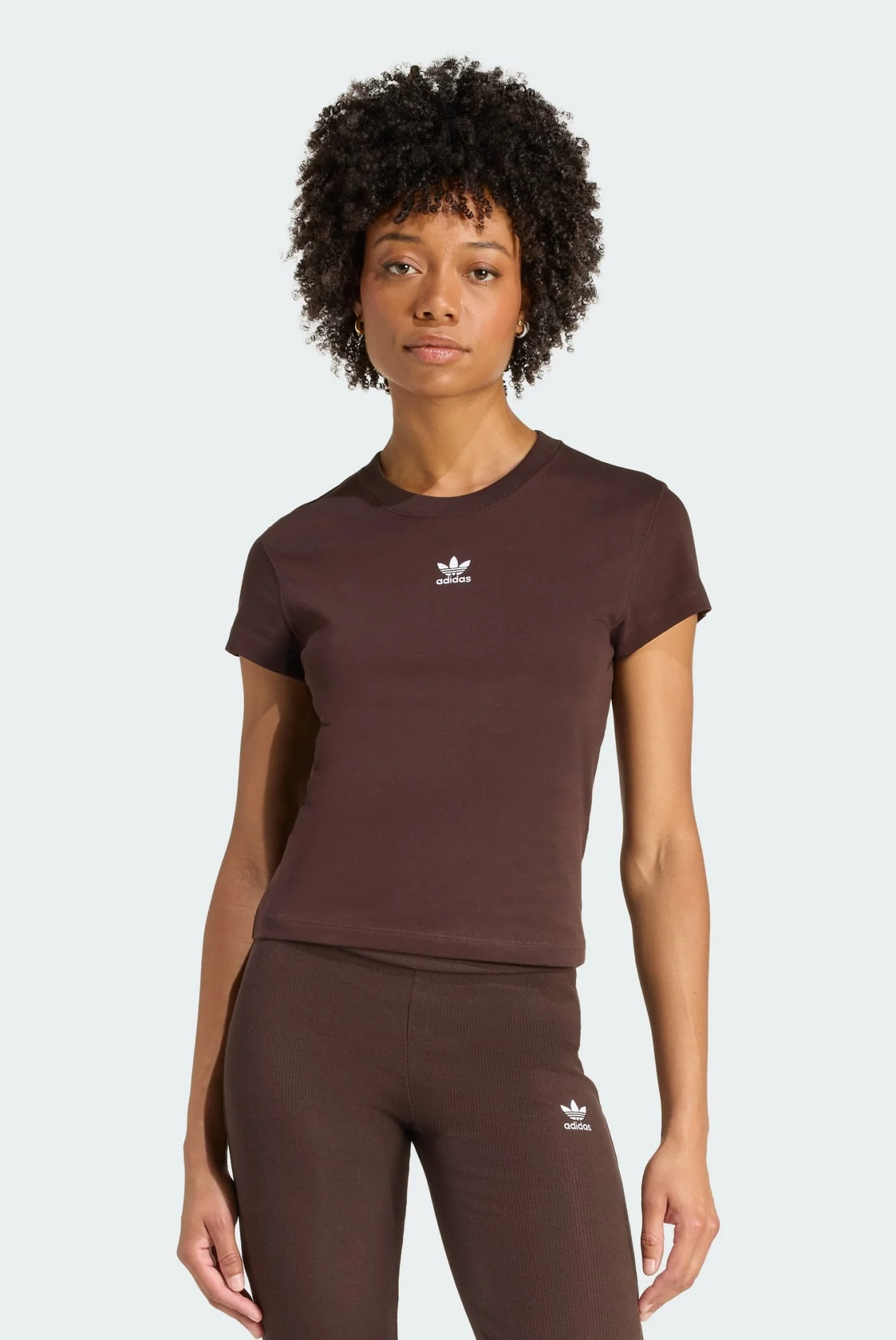 Жіноча коричнева футболка Essentials Slim adidas KD1354 — MD-Fashion