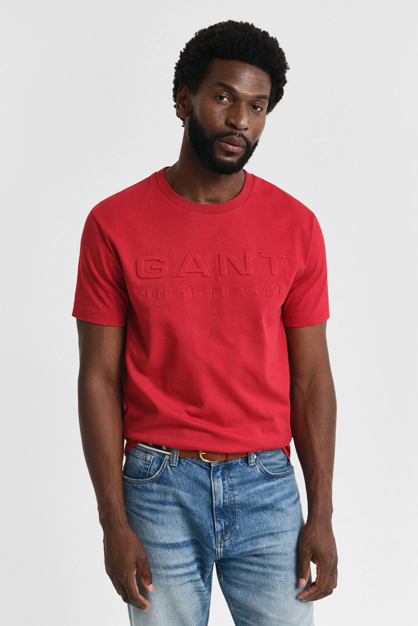 Чоловіча червона футболка EMBOSSED SS T-SHIRT Gant 2003339 — MD