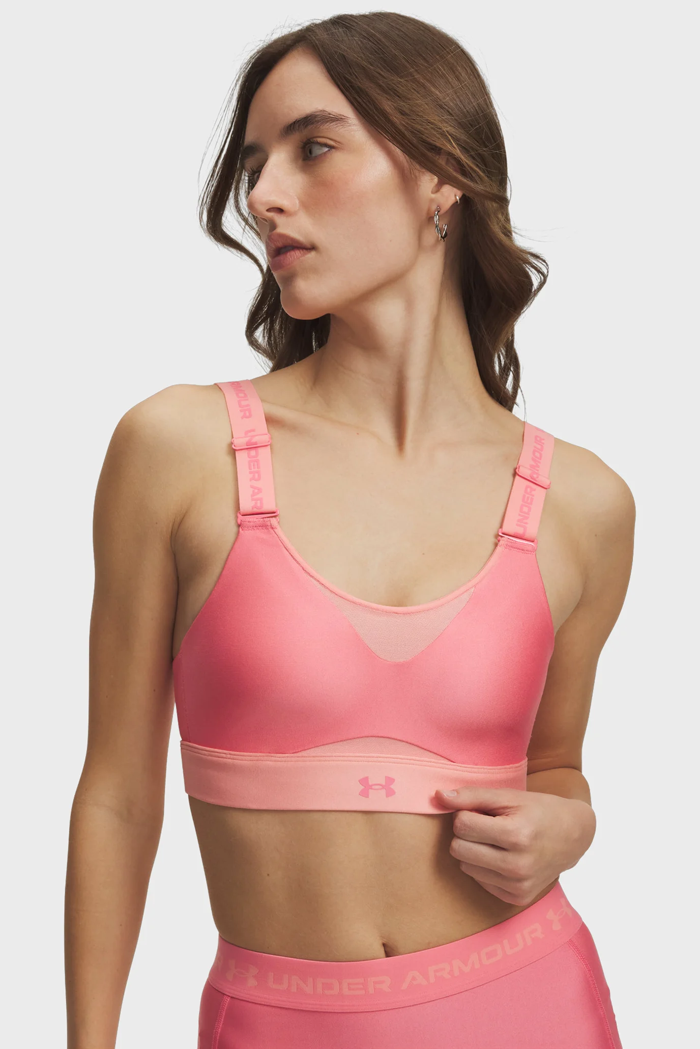 Женский розовый топ UA Infinity High 2.0 Bra Under Armour 1384112