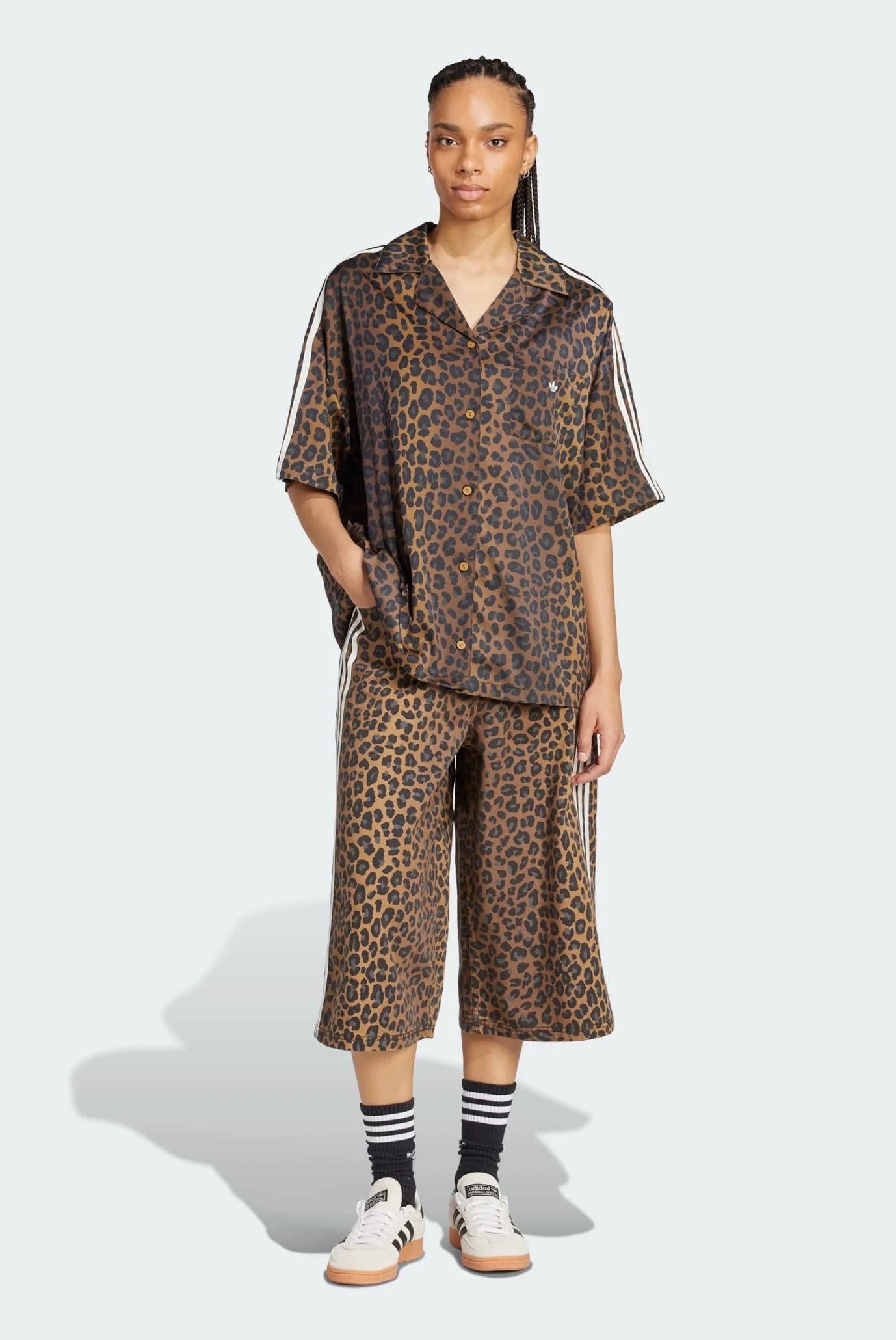 Женская коричневая рубашка с узором adidas Originals Satin adidas