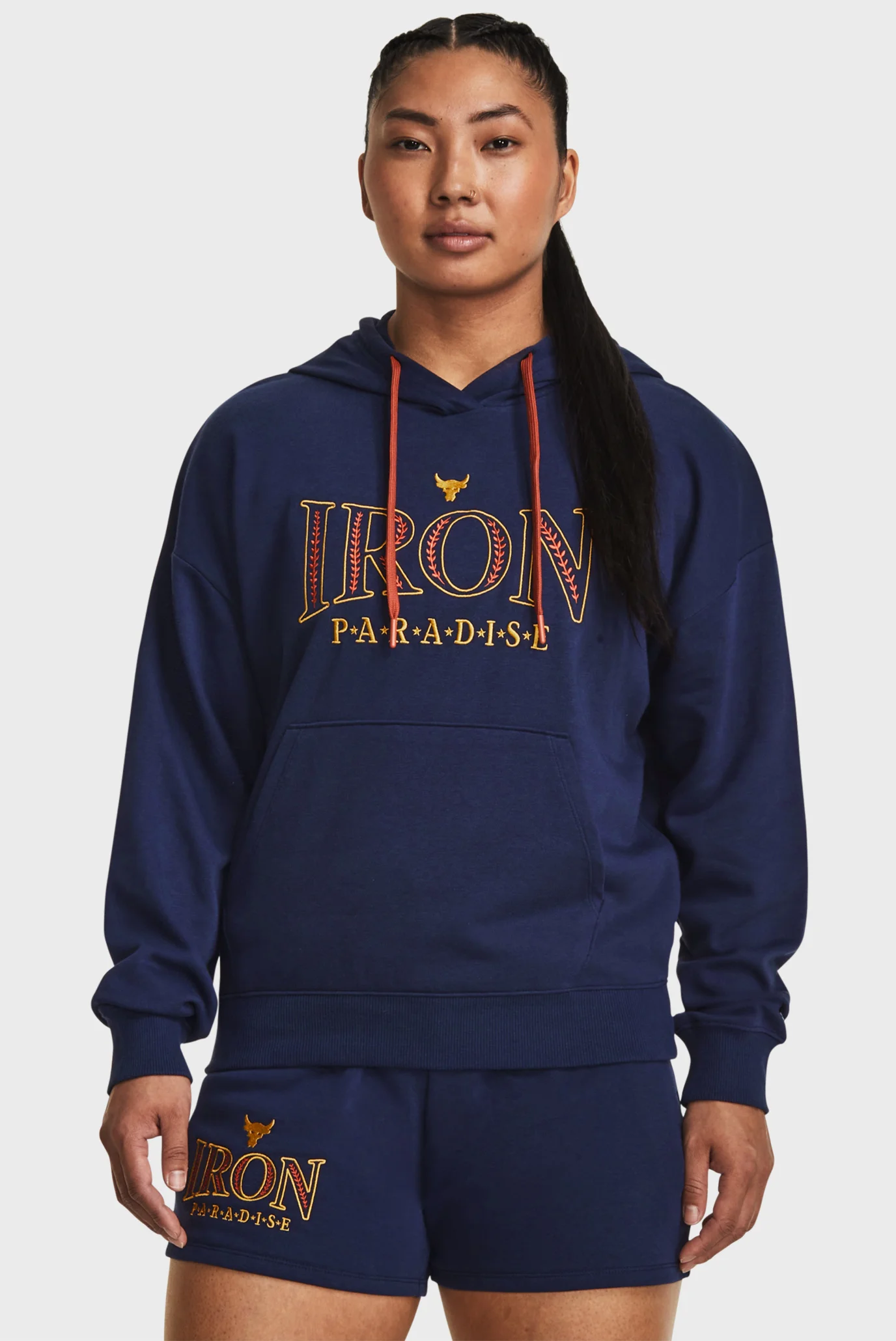 The letters ディアスキンプルオーバー S Женское темно-синее худи Pjt Rck Everyday Terry Hdy Under Armour