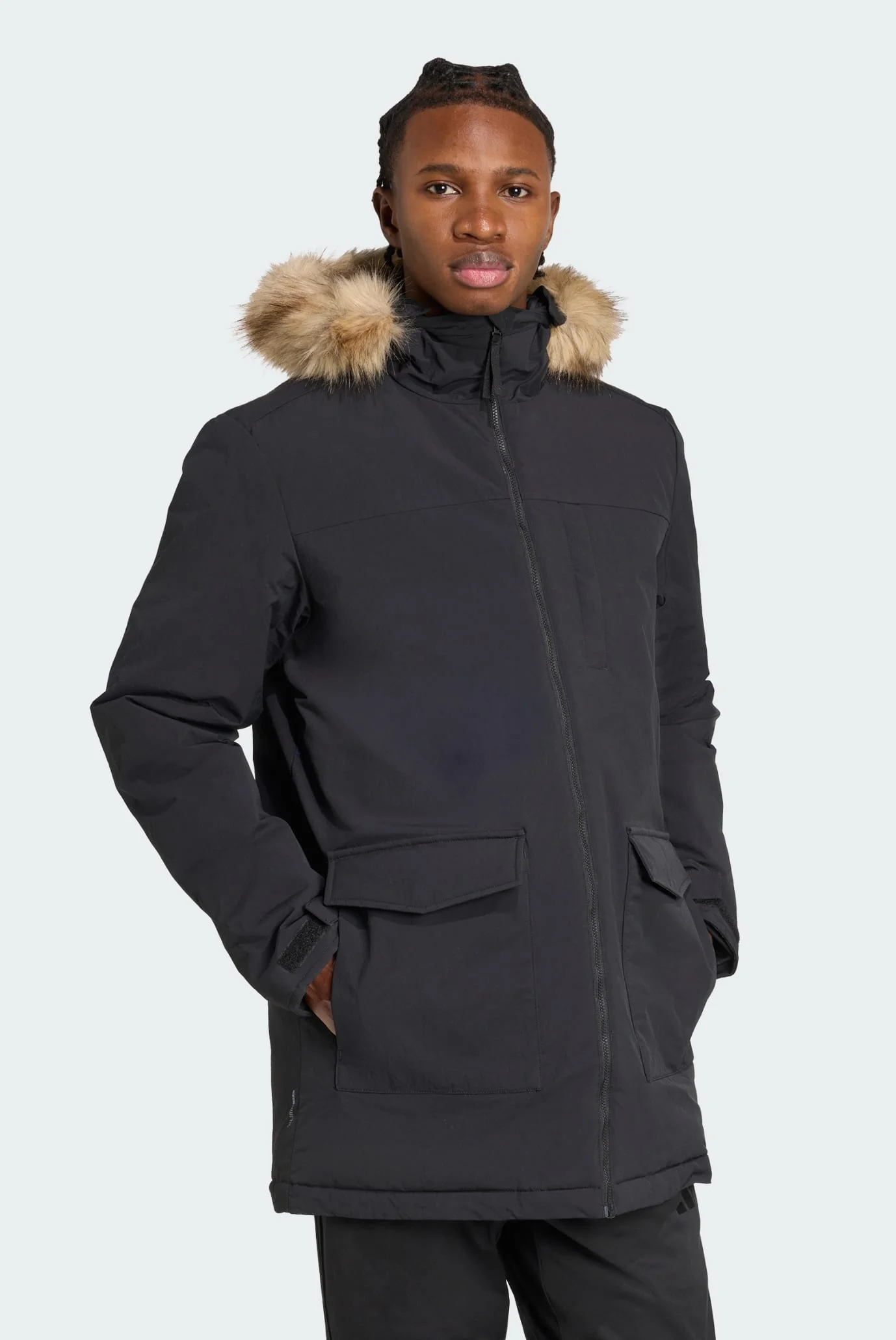 Мужская черная парка Paveric Climawarm Fur adidas JM3919 — MD-Fashion