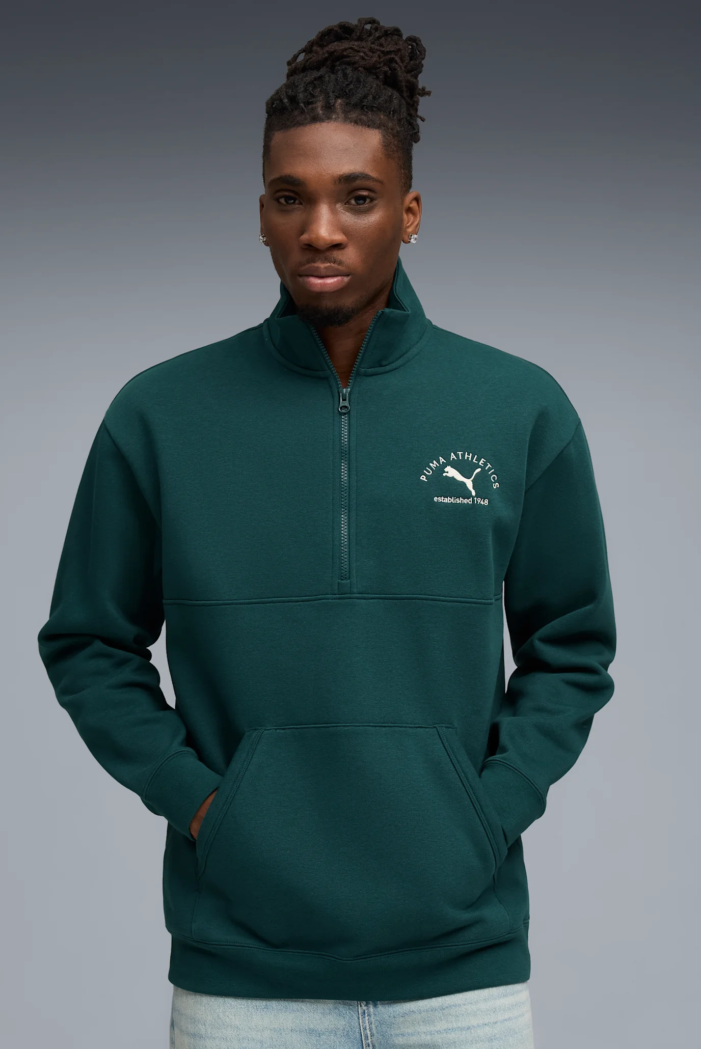 Чоловіча зелена спортивна кофта PUMA Class Half Zip Sweater Men