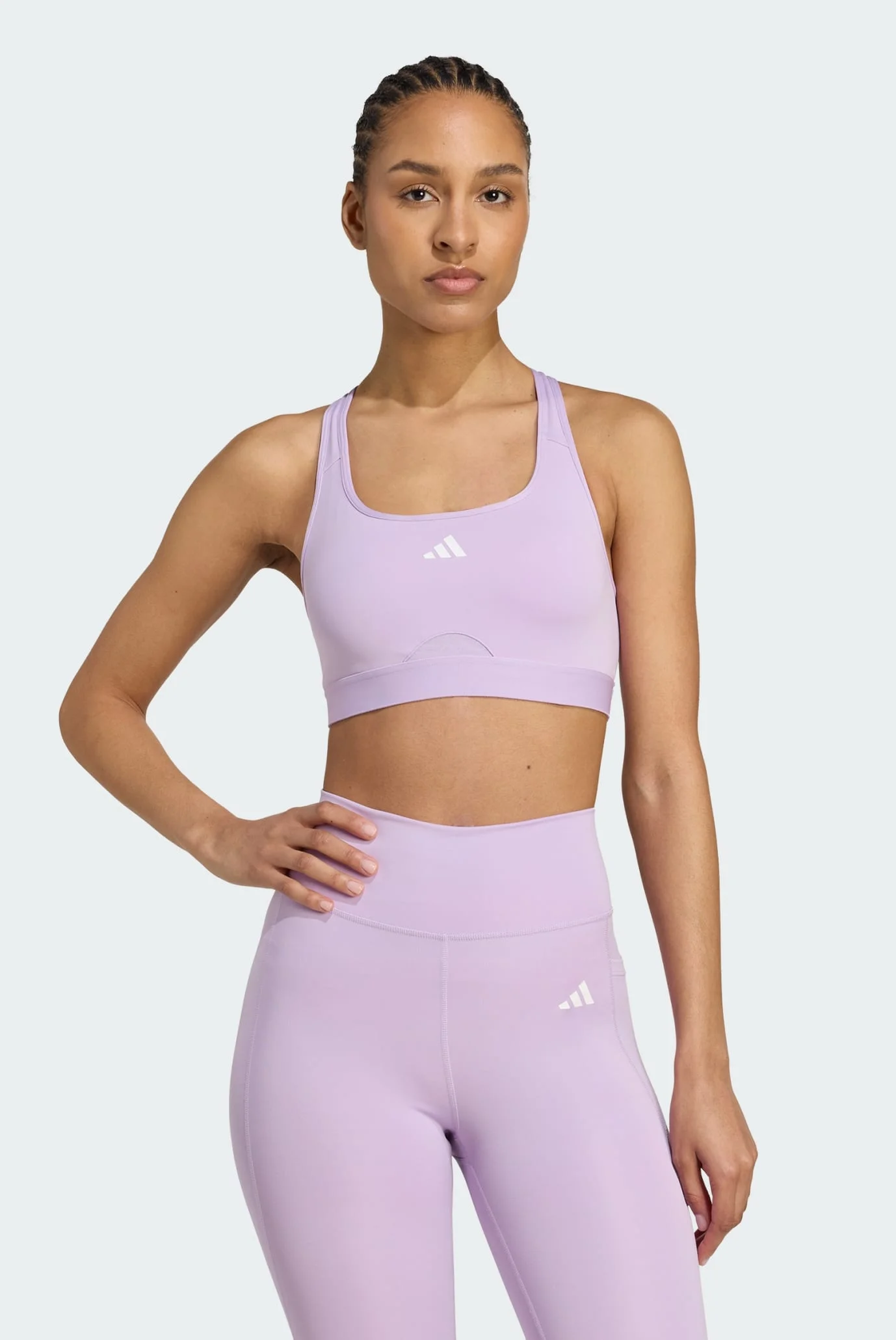Женский сиреневый топ Powerreact Training Medium-Support adidas