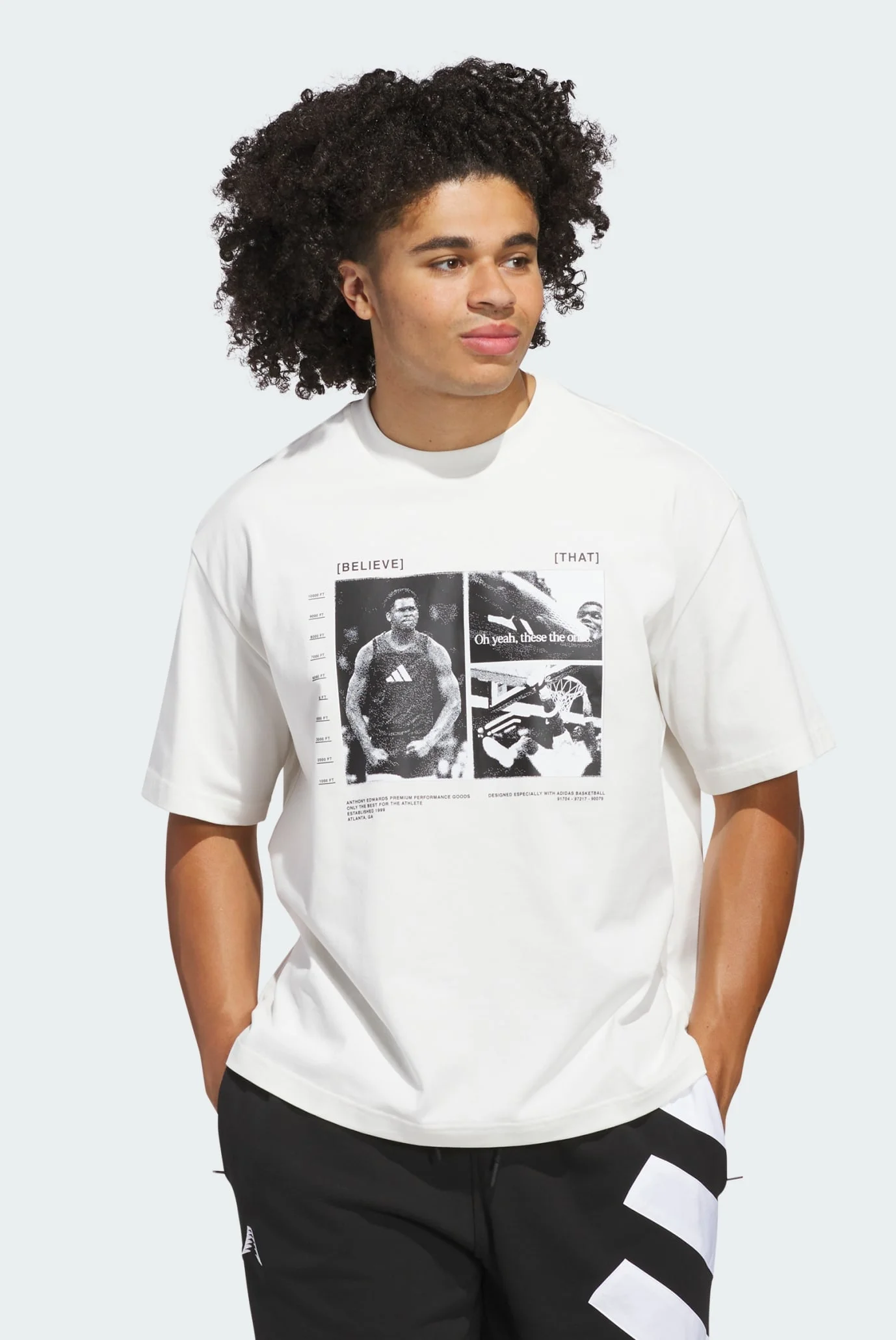 Мужская белая футболка Anthony Edwards adidas JM2679 — MD-Fashion