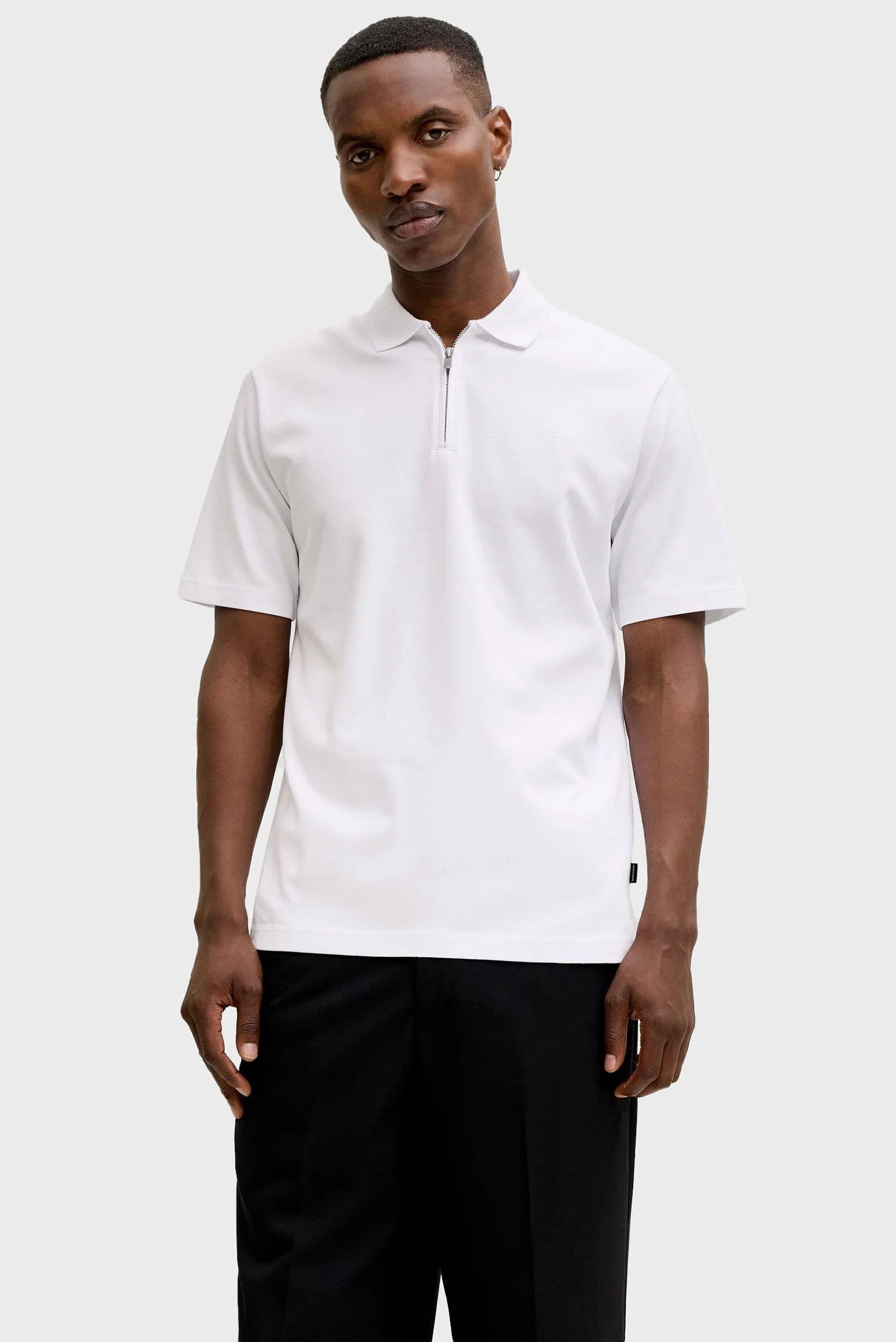 Malbon オフホワイトL Мужское белое поло JPRBLAETHAN Jack & Jones 12292992-BRIGHT WHITE