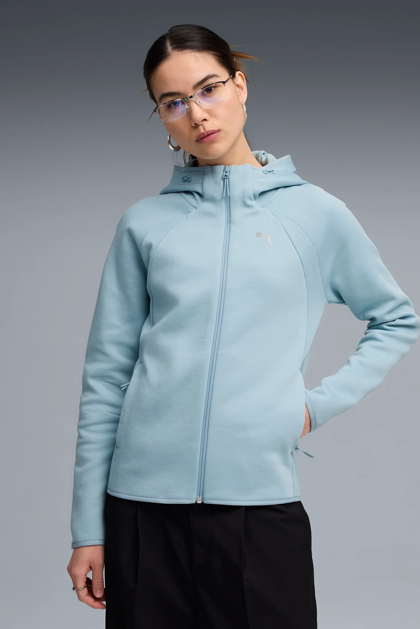 Жіноче блакитне худі Evostripe Full-Zip Hoodie Women PUMA