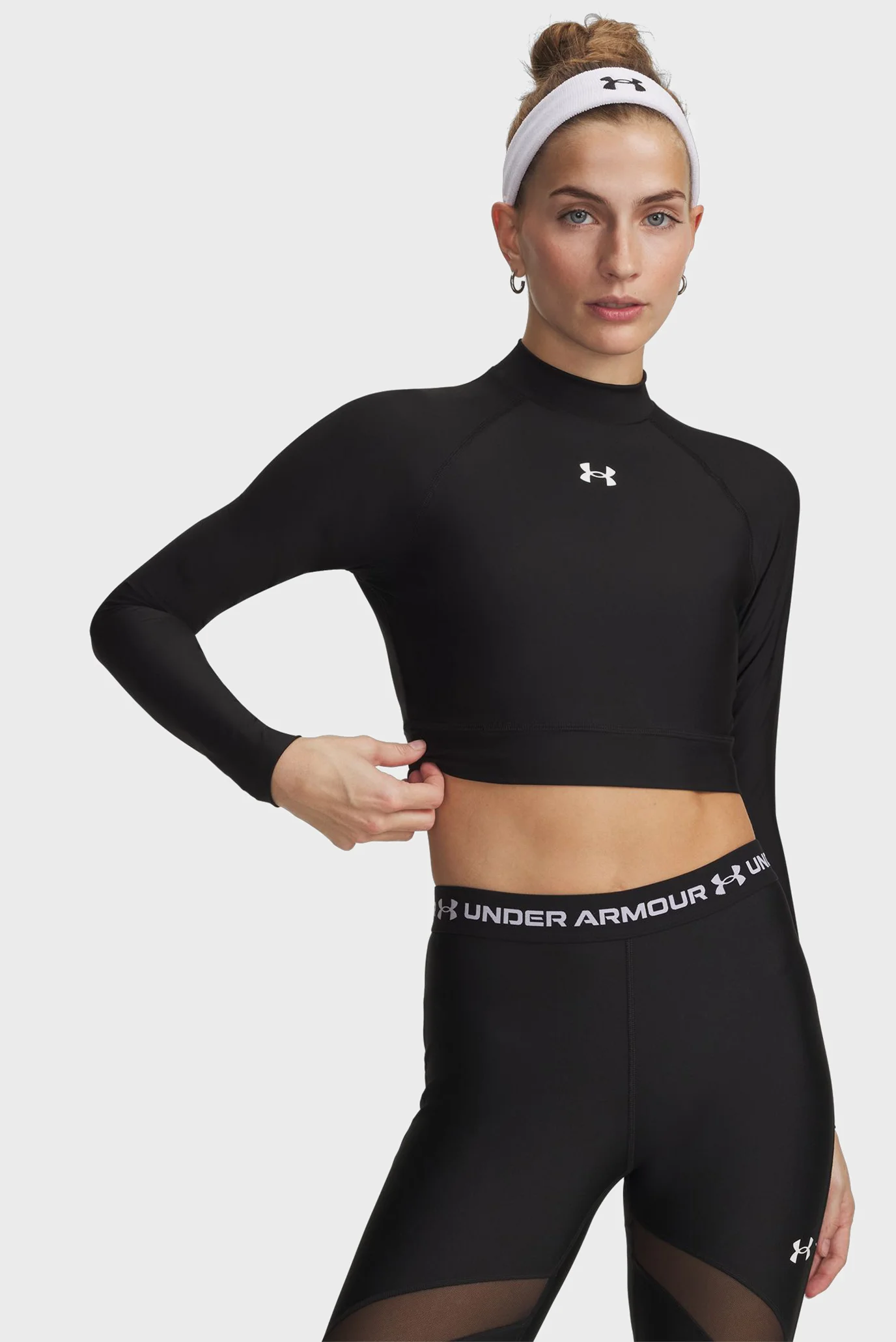Женский черный топ HeatGear Crop Mock LS Under Armour 6012691-008